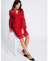 Marks and Spencer Floral Lace Flute Sleeve Shift Dress