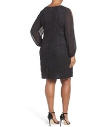 Adrianna Papell Plus Size Slit Sleeve Lace Shift Dress
