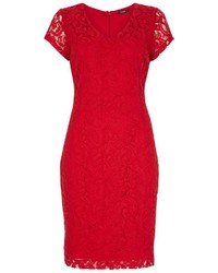 Roman Originals Red V Neck Lace Shift Dress
