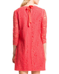 Cynthia Steffe Three Quarter Sleeve Lace Shift Dress Pomegranates