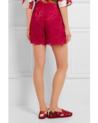 Dolce & Gabbana Guipure Lace Shorts Red