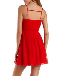 Charlotte Russe Strappy Lace Skater Dress