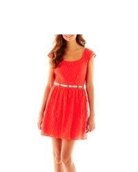 City Triangle S Cap Sleeve Lace Skater Dress