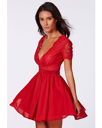 missguided red plunge dress