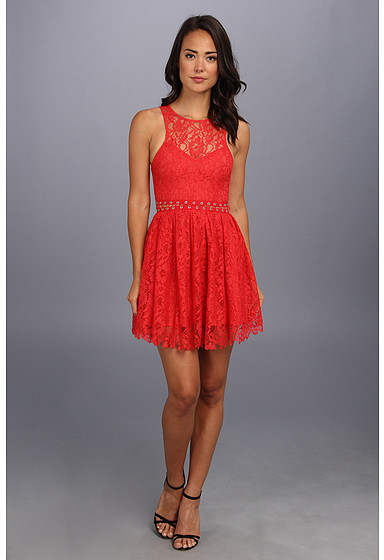 Red Lace Skater Dress