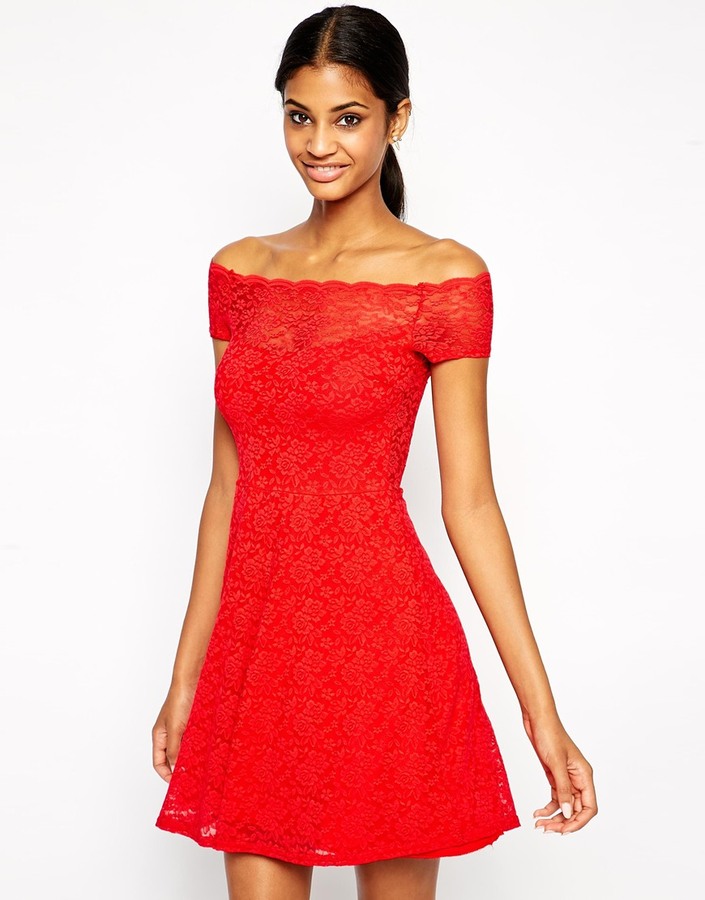 TFNC Bardot Lace Dress With Scallop Neckline | Where to buy & how to wear