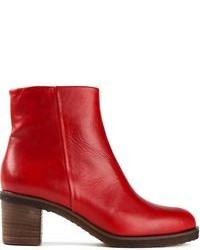 Red Leather Ankle Boots for Women | Women's Fashion