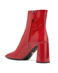 Prada 85 Patent Leather Ankle Boots