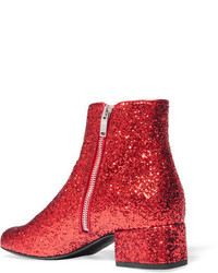 Saint Laurent Babies Glittered Leather Ankle Boots It375