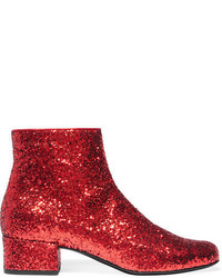 Saint Laurent Babies Glittered Leather Ankle Boots It375