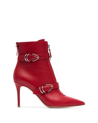 Gianvito Rossi Detail Pointed Toe Leather Ankle Boots