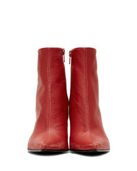 MM6 MAISON MARGIELA Red Distressed Pointed Toe Boots