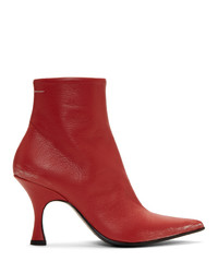 MM6 MAISON MARGIELA Red Distressed Pointed Toe Boots