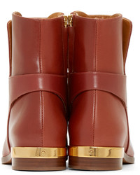 Chloé Red Leather Ankle Boots