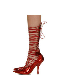 Y/Project Red Open High Lace Up Boots