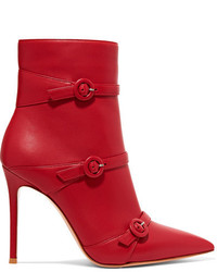 Gianvito Rossi Robin 100 Buckled Leather Ankle Boots Red