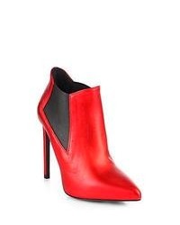 Saint Laurent Paris Leather Ankle Boots Red