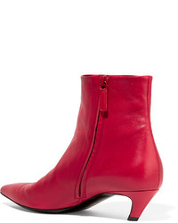 Balenciaga Slash Leather Ankle Boots Red