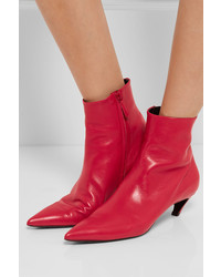 Balenciaga Slash Leather Ankle Boots Red