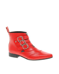 Underground Blitz Winklepicker Red Ankle Boots
