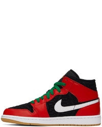 NIKE JORDAN Black Red Air Jordan 1 Mid Se Sneakers