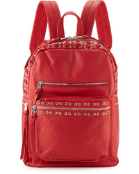 Ash Billy Leather Backpack Wlaces Red