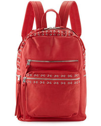 Ash Billy Leather Backpack Wlaces Red