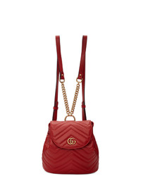 Gucci Red Mini Gg Marmont 20 Backpack