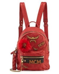 MCM Stark Small Leather Insignia Backpack