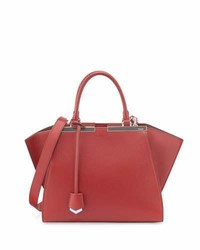 Fendi 3jours Medium Leather Satchel Bag Red