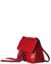 Gucci Bamboo Daily Leather Flap Shoulder Bag Red