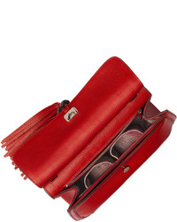 Gucci Bamboo Daily Leather Flap Shoulder Bag Red
