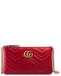 Gucci Gg Marmont Mini Matelass Chain Bag Red