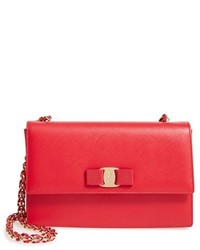 Salvatore Ferragamo Ginny Medium Saffiano Leather Shoulder Bag Red