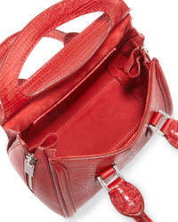 Alexander McQueen Heroine Stamped Lizard Mini Satchel Bag Red