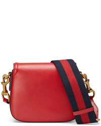 Gucci Lady Web Medium Leather Shoulder Bag Red