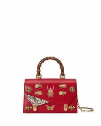 Gucci Linea Small Insect Display Bamboo Top Handle Bag