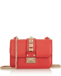 Valentino Lock Mini Leather Shoulder Bag Coral
