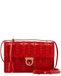 Salvatore Ferragamo Medium Studded Leather Shoulder Bag Red