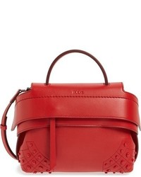 Tod's Micro Wave Leather Satchel Red