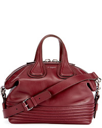 Givenchy Nightingale Small Leather Biker Stitch Satchel Bag Red