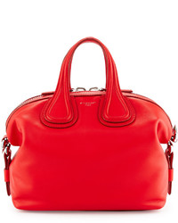 Givenchy Nightingale Small Waxy Leather Satchel Bag Bright Red