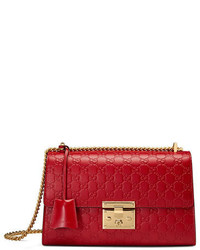 Gucci Padlock Medium Ssima Shoulder Bag Red