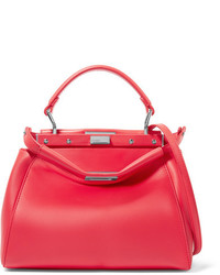 Fendi Peekaboo Mini Leather Shoulder Bag Red