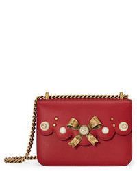 Gucci Peony Small Leather Chain Shoulder Bag Red