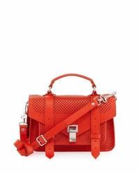 Proenza Schouler Ps1 Tiny Perforated Leather Satchel Bag Fire Red