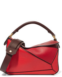 Loewe Puzzle Small Color Block Leather Shoulder Bag Red