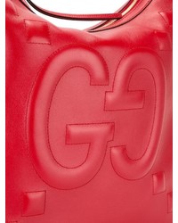 Gucci Red Embossed Gg Leather Shoulder Bag