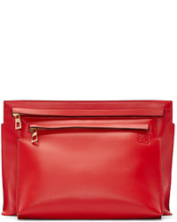 Loewe Red Leather Large Double Pouch Bag