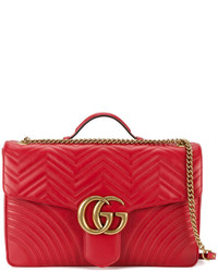 Gucci Red Marmont Xl Leather Shoulder Bag